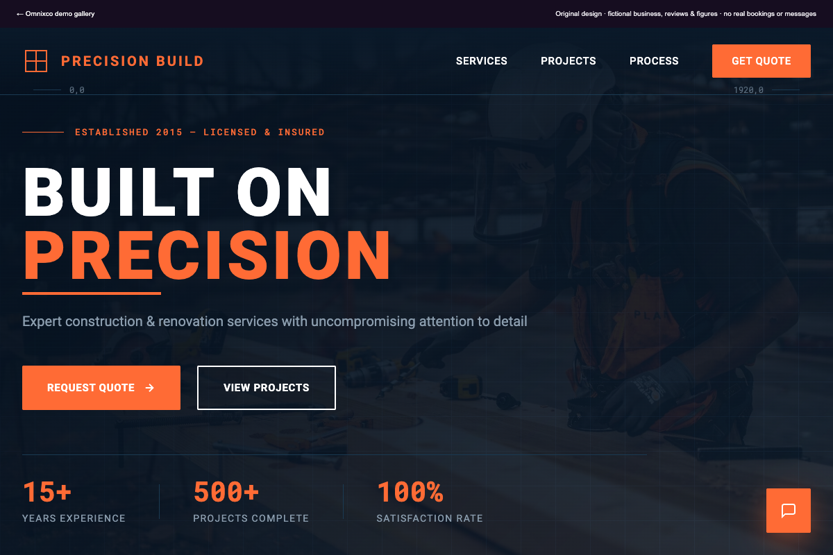 Preview of PRECISION BUILD, a fictional construction website